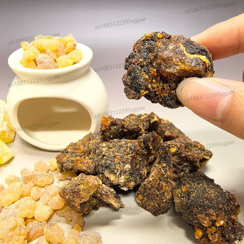 300g Premium Natural Resin Incense Pack: 100g Frankincense & 100g Myrrh for Stress Relief，and 100g Pine Rosin，100% Pure Oasis Select