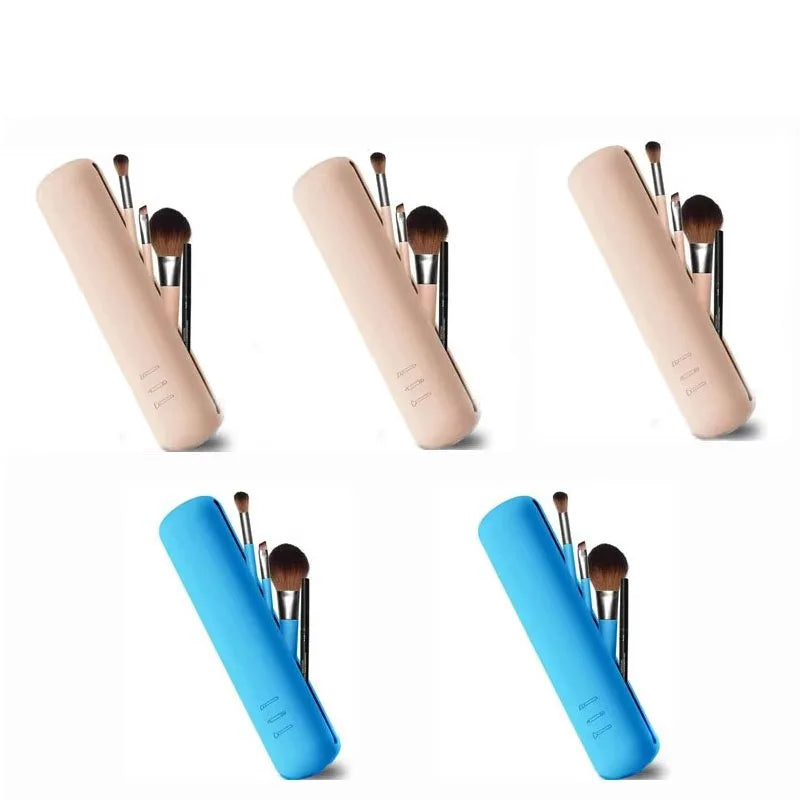 1/5pcs Silicone Brow Pencil Case Makeup Brush Eyeshadow Brush Storage Set Dust-Proof Simple Portable Travel Bag Specific Oasis Select 01-03-5pcs
