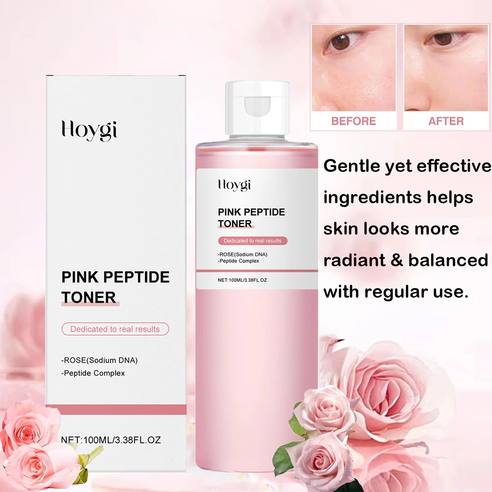 Rose Essence Toner Glowing Skin Soothing Moisturizing Refreshing Conditioning Nourishing Brightening Facial Pink Peptide Toner Oasis Select