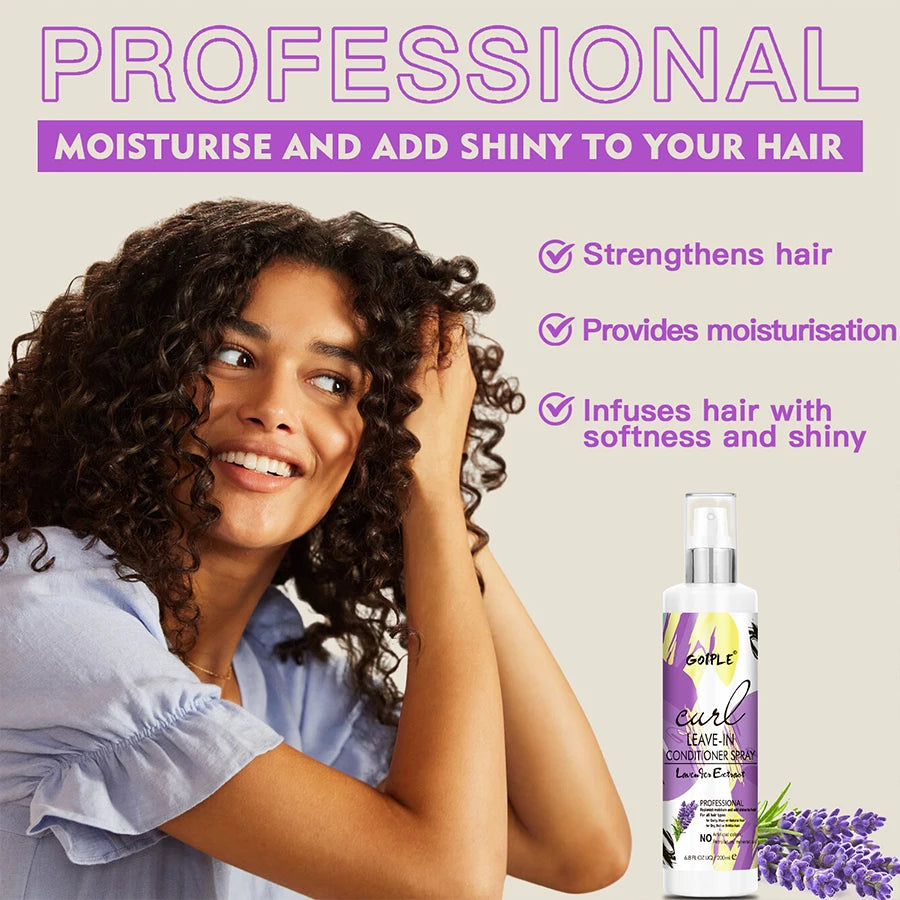 200ml Curl Leave-In Conditioner for 2A-4C Hair Shiny and Moisturizing Spray Wave Curly Anti-Frizz Hair Care Products for Women Oasis Select