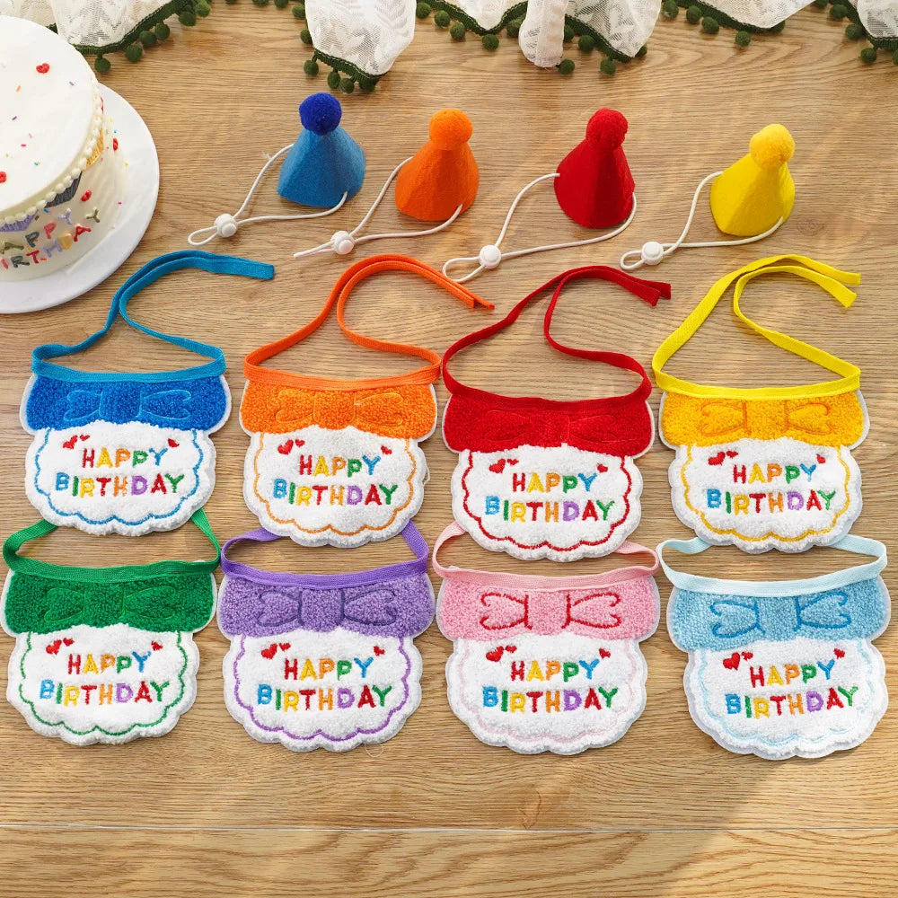 Pet Dog Cat Birthday Dress Bib Party Supplies Saliva Towel Felt Hat Oasis Select