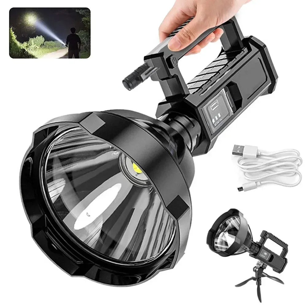 USB Rechargeable Powerful High Power LED Flashlight Waterproof Fishing Lantern TorchSpotlight Searchlight Camping Lamp Oasis Select