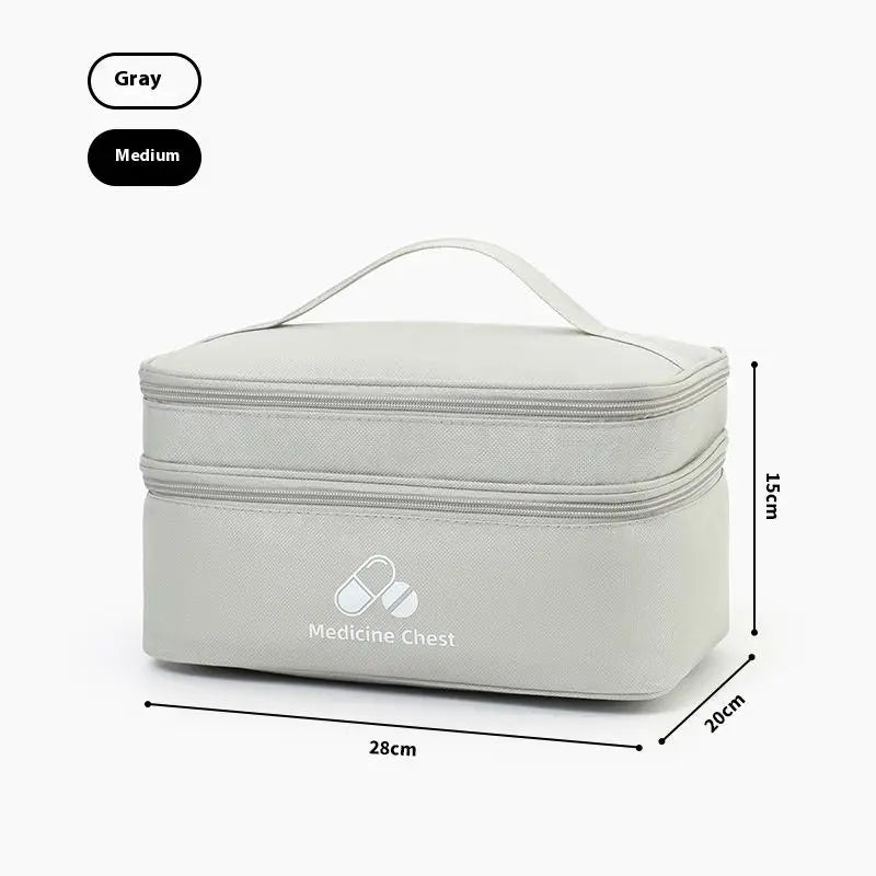 Home Travel First Aid Kit Double Layer Classification Storage Drug Sorting Bag Oxford Cloth Epidemic Prevention Pouch Oasis Select M Gray