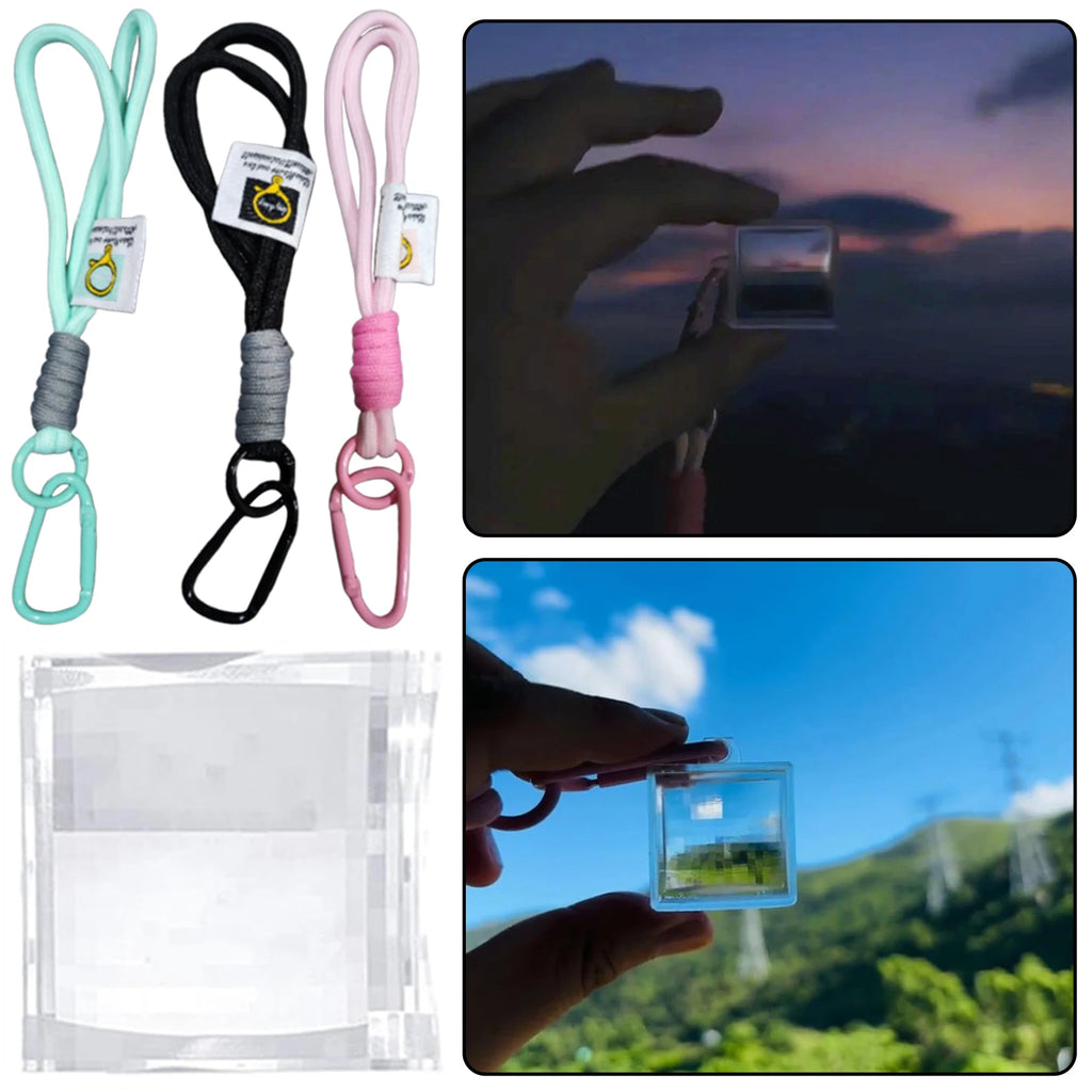 Pixel-Art Filter Keychain | Pixelated Lens Bag & Key Pendant