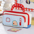 Handheld Dopamine House Pencil Bag Large Capacity Cosmetics Storage Stationery Storage Bag Creative Portable Pen Pencil Case Oasis Select Red