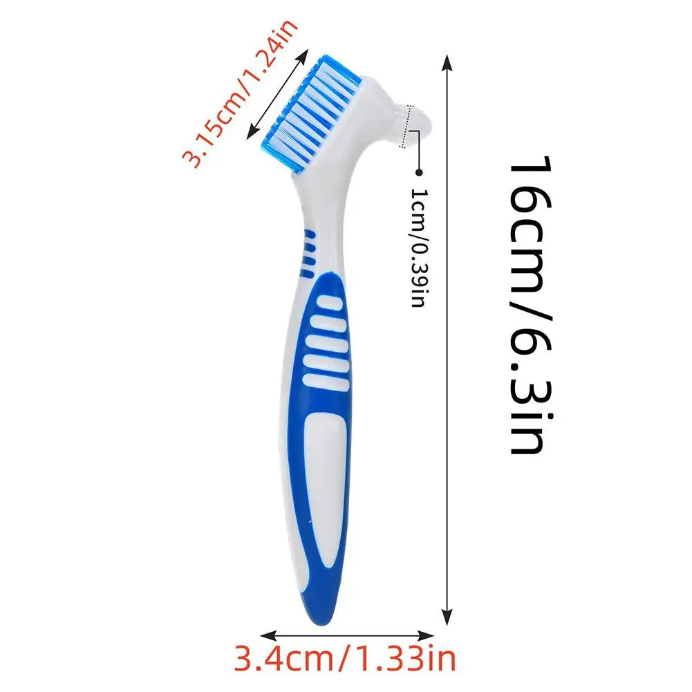 Dual-Head Denture Cleaning Brush | Soft Bristles & Non-Slip Handle