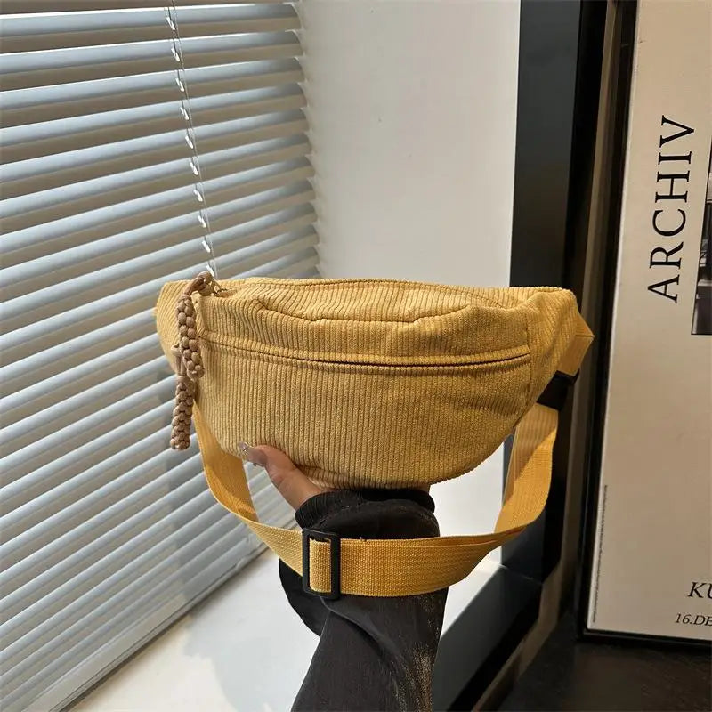 Women's Corduroy Half Moon Crossbody Chest Bag | JETTING