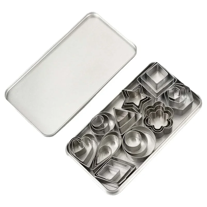 30Pcs/box Stainless Steel Sugar Biscuit Press Stamp Embosser Cookie Cutter DIY Fondant Cake Mold Pastry Decor Baking Accesories Oasis Select Light Grey