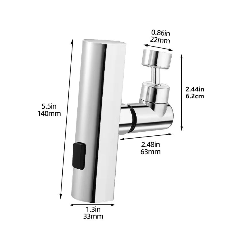 360° Rotating Splash-Proof Faucet Aerator Extender – 3-Mode