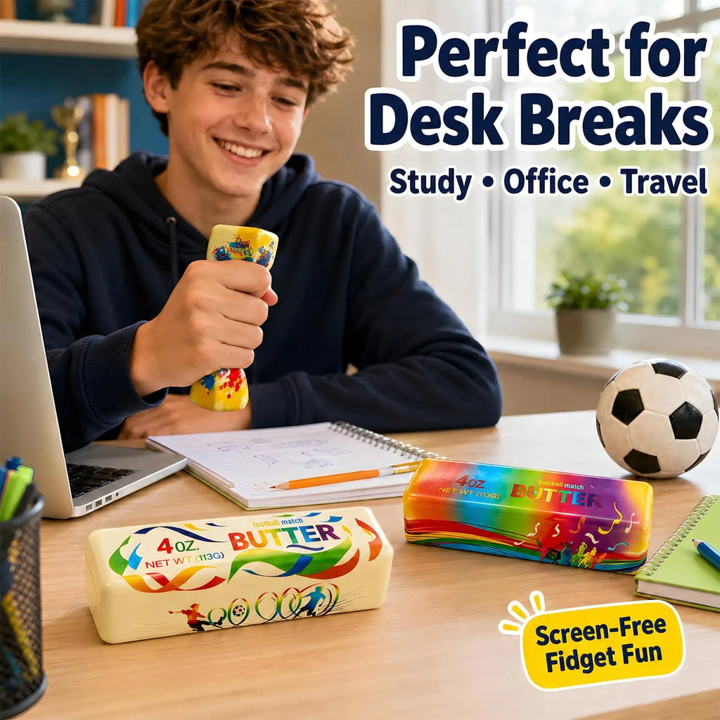 Slow Rise Squishy Butter Bar Football Fidget Toy – 1–10 Pack