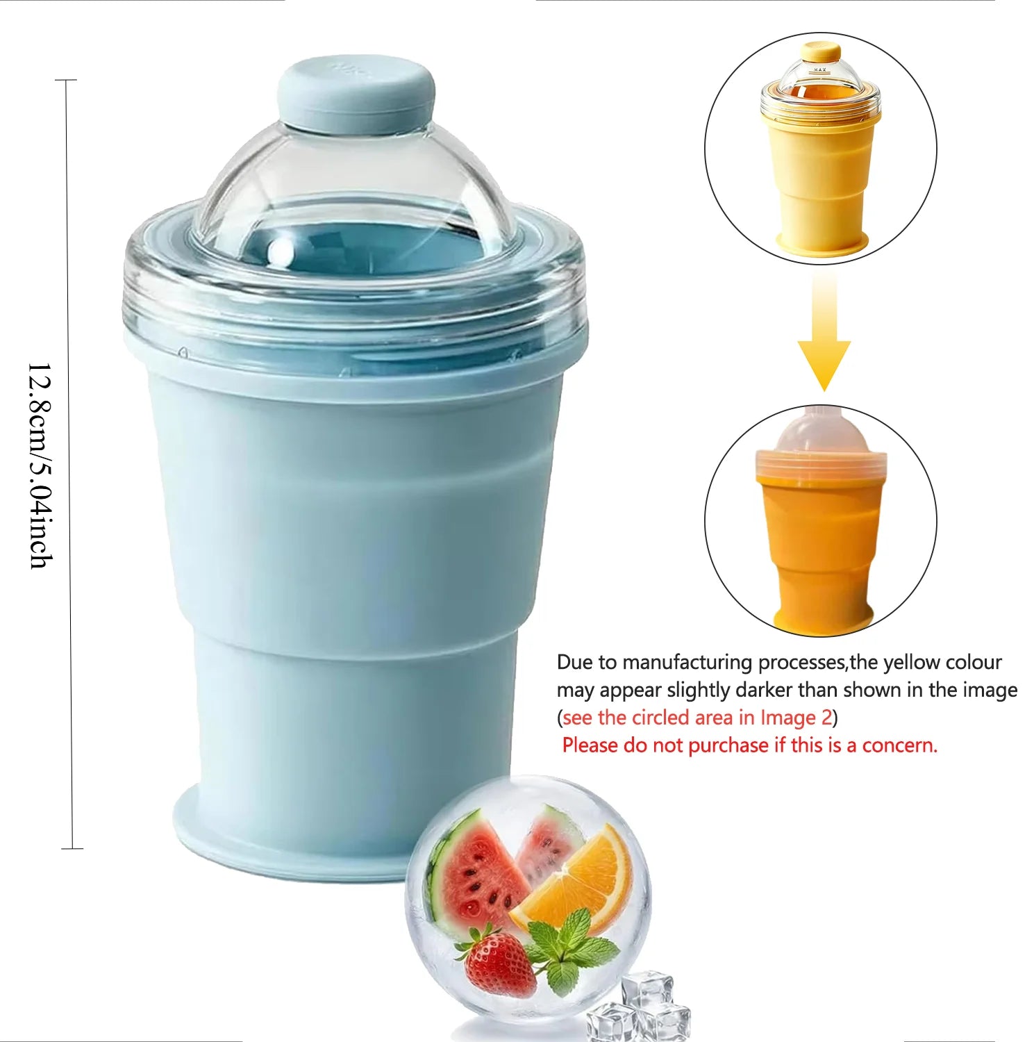 Foldable Silicone Ice Ball Maker Cup Ice Mold for Whiskey Cocktails Large Sphere Easy Release Reusable Freezer Travel Mug Oasis Select