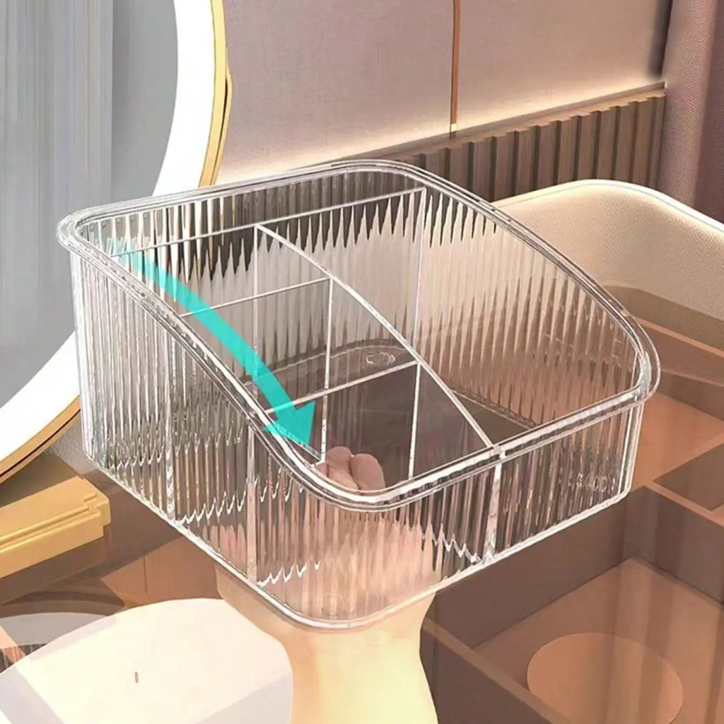Desktop Five Grid Storage Box, Transparent Trapezoidal Acrylic Dressing Table, Household Lipstick And Cosmetics Sorting Box Oasis Select