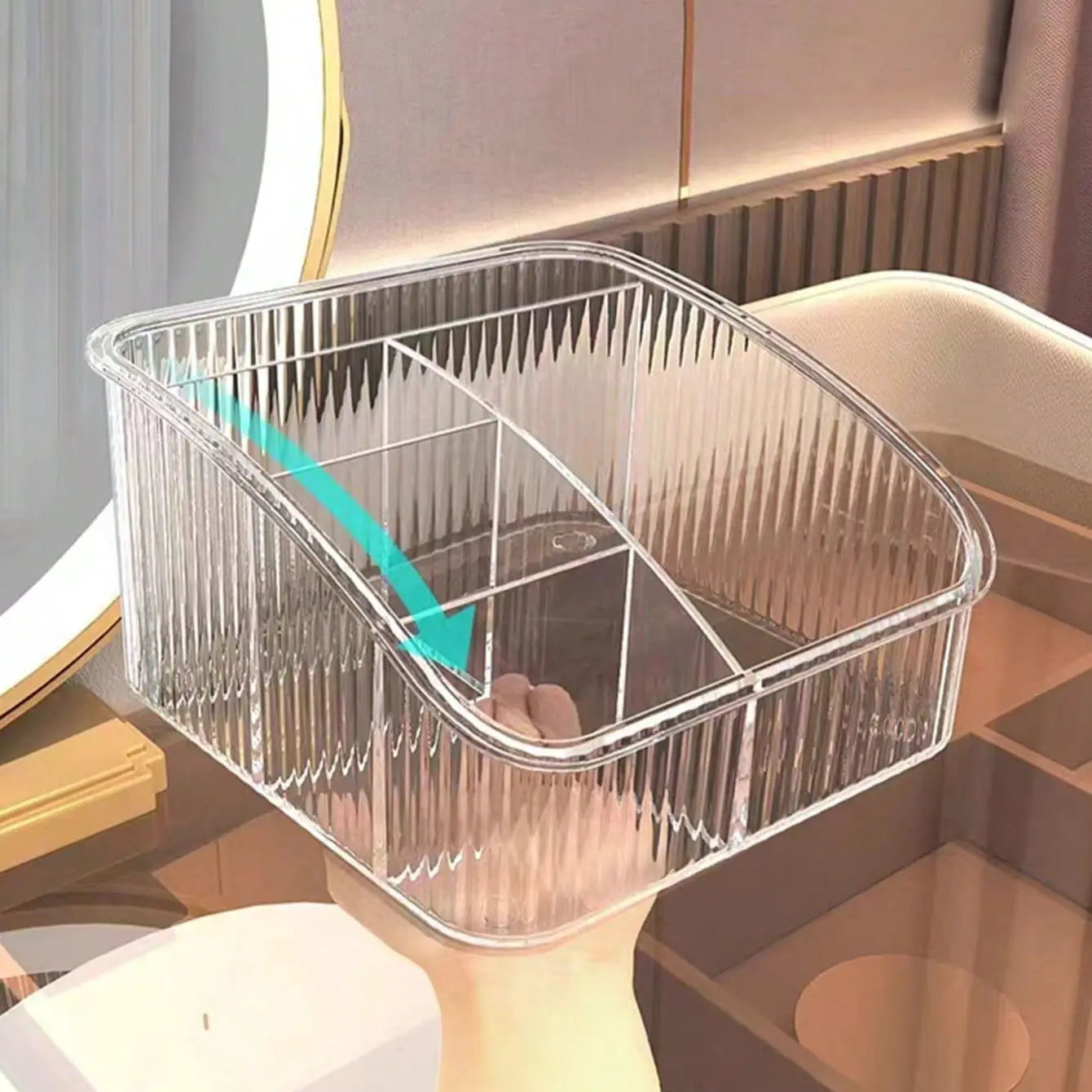 Desktop Five Grid Storage Box, Transparent Trapezoidal Acrylic Dressing Table, Household Lipstick And Cosmetics Sorting Box Oasis Select