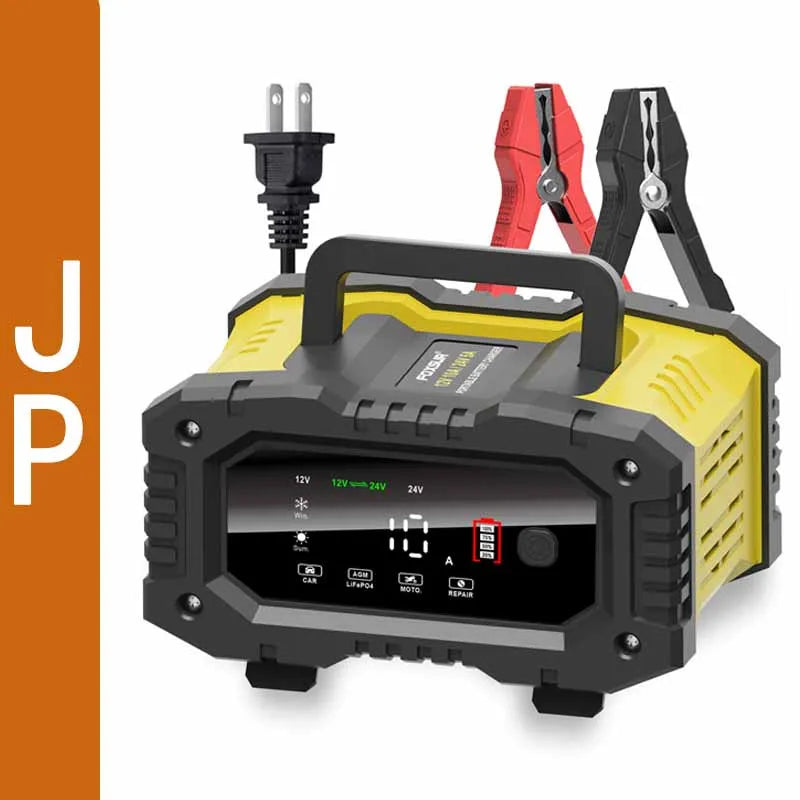 FOXSUR Car Motorcycle Battery Charger 20A 10A 12V/24V Smart Charger Lithium AGM GEL Lead-Acid LiFePO4 Battery Chargers Oasis Select JP