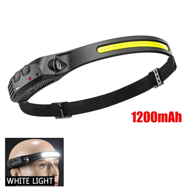 KDULIT LED Sensor Headlamp USB Rechargeable Multifunctional Head Torch Outdoor Camping Fishing Hunting COB Headlight Work Light Oasis Select 1-White