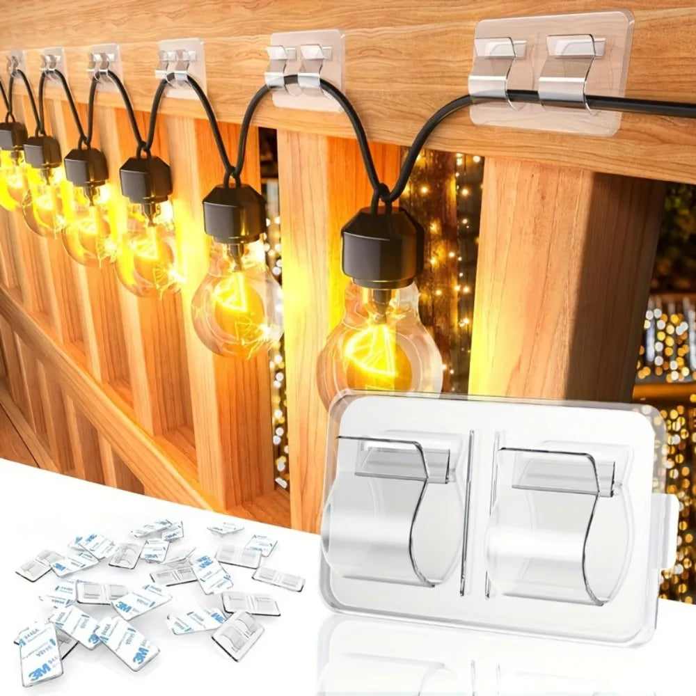 10pcs Hooks for Outdoor String Lights - Durable, Clear Self-Adhesive Clips for Christmas Light Hanging & Cable Management Oasis Select 10pcs
