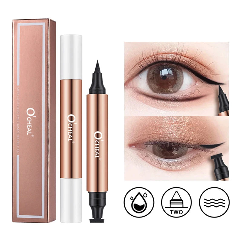 O'CHEAL Eyeliner Stamp Black Liquid Eyeliner Pen Waterproof Fast Dry Dual Head Eye Liner Pencil Make-up for Women Cosmetics Tool Oasis Select Black