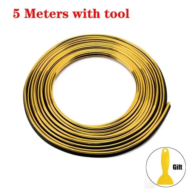 Car interior trim strips universal car gap fillers automobile molding line decorative accessories DIY flexible strip garnish Oasis Select 5M gold 2pcs