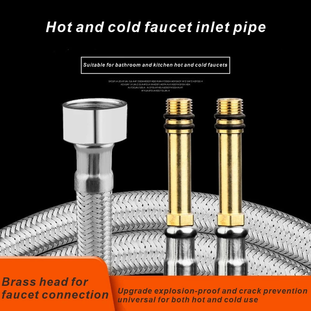 New 1pcs Single Head Cold and Hot Water Inlet Pipe Stainless Steel Woven Sink Faucet Connector Kitchen Basin Plumbing Hoses Oasis Select