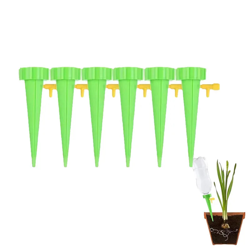 6-24pcs Self Watering Kit Drip Irrigation Indoor Plant Watering Device Horticultural Flower Automatic Watering Device Small Tool Oasis Select 6pcs-Green