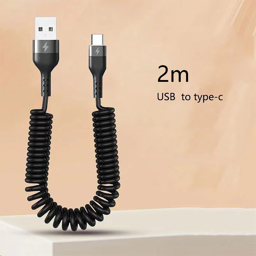 Retractable 5A Fast Charging Cable USB-C Micro USB Lightning