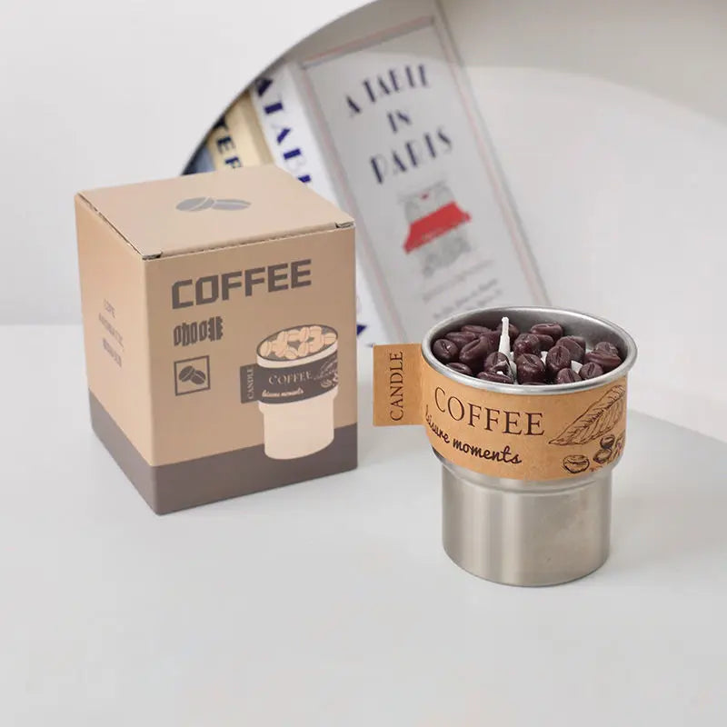 Coffee Bean Scented Candle Premium Sense Hand Gift Atmosphere Small Gift Lasting Fragrance Simulation Modeling Cup Wax Oasis Select Hazelnut