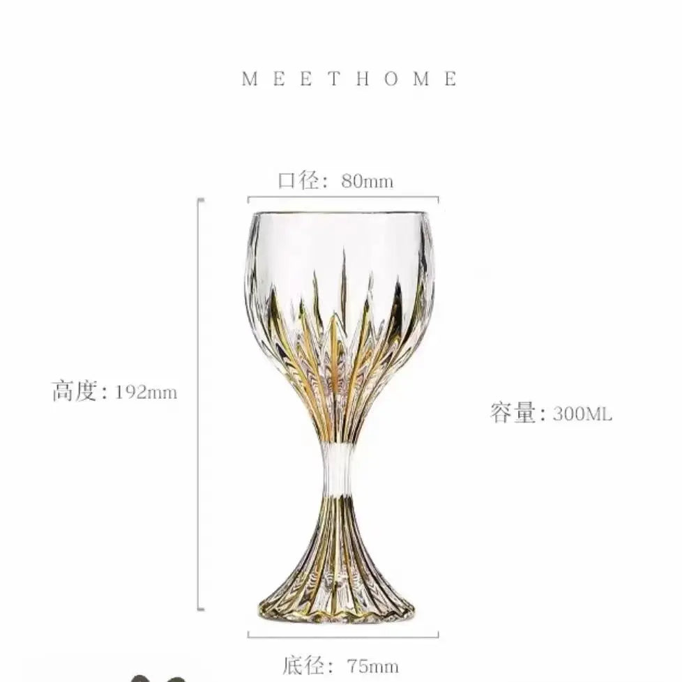 European high-end gold unleaded glass wine glass household thickened hand-made crystal glass goblets wine glasses Oasis Select Gold tracing 300ml