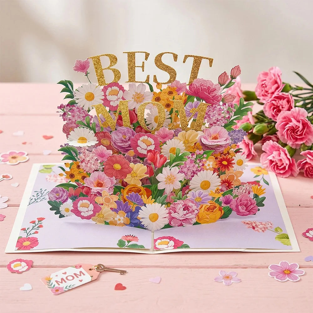 3D Pop-Up Greeting Card with Envelope Mothers Day Gift for Mom Thanksgiving Perfect Floral Heart Design Surprise Keepsake Oasis Select