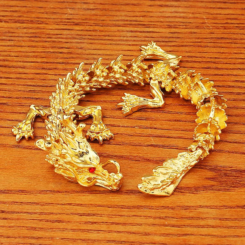 3D Metal Dragon Figurines Multi-joint Movable Home Desk Decoration Antique Dragon Handheld Craftsman Chinese Style Crafts Gift Oasis Select 10cm