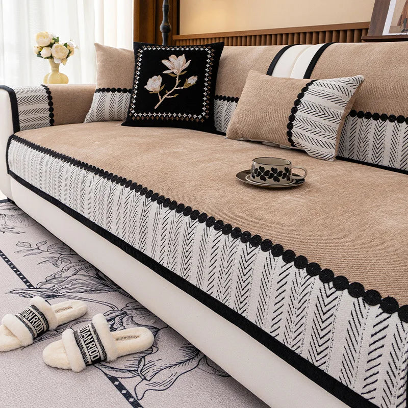 2025 New Four-season Universal Sofa Cushion Chenille Seat Cushion Fixed Anti-slip Sofa Cover Couch Covers for Sofas Oasis Select