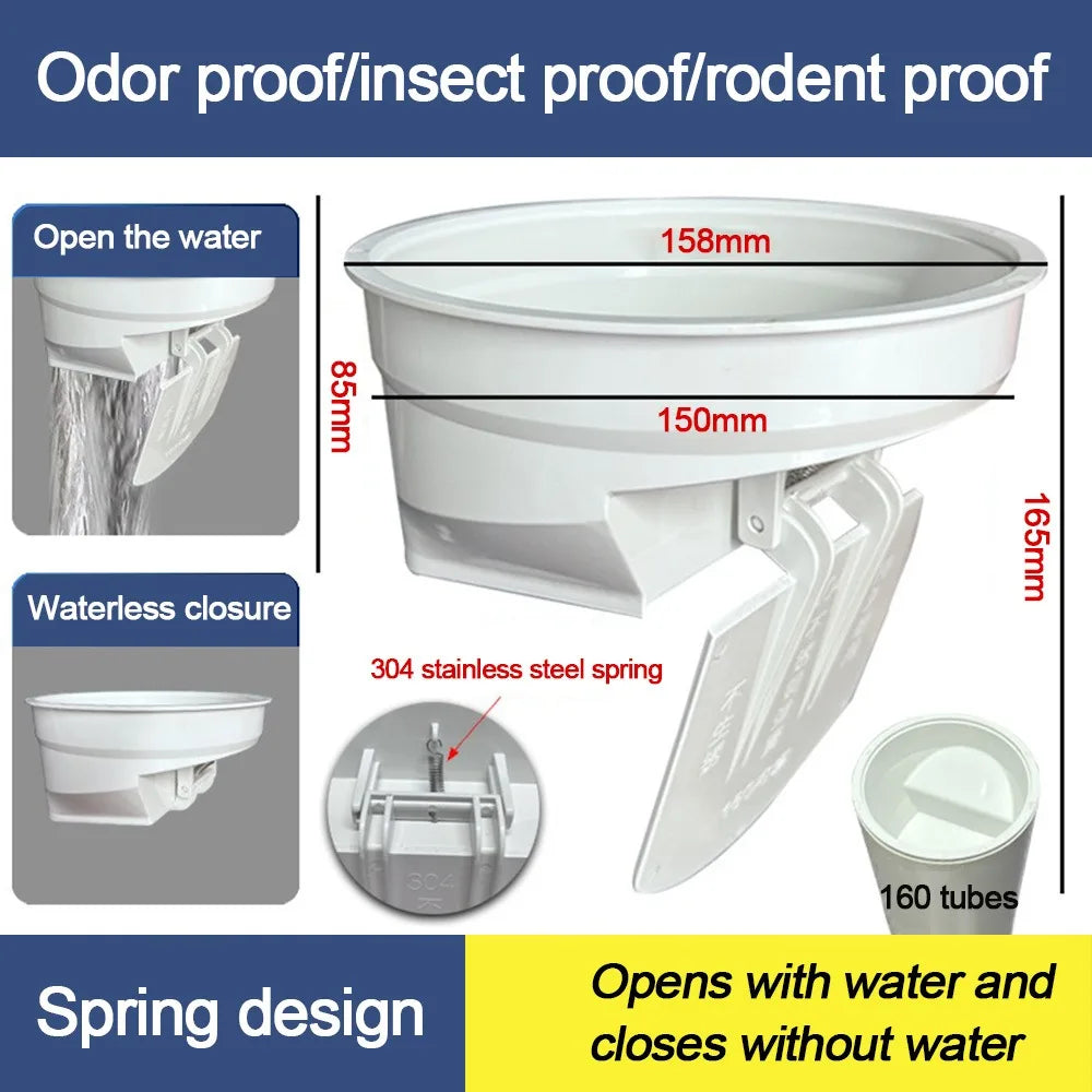 Anti-leak Toilet Flange Ring Automatic Closing Floor Outlet Closestool Sealing Bowl Outlet Spill Sealing Odor-resistant Oasis Select 160
