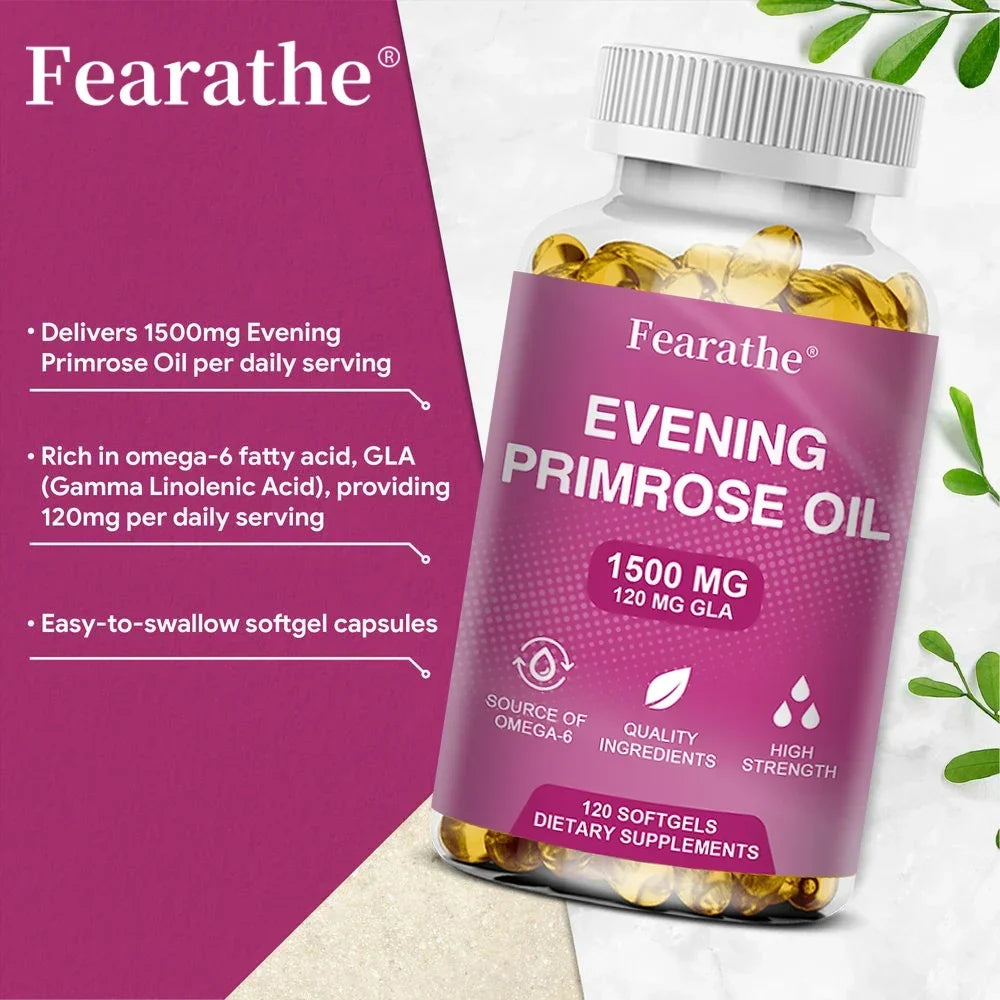Evening Primrose Oil 1500mg 120 Capsules – Hormonal Balance Herbal Oil Supplement Oasis Select