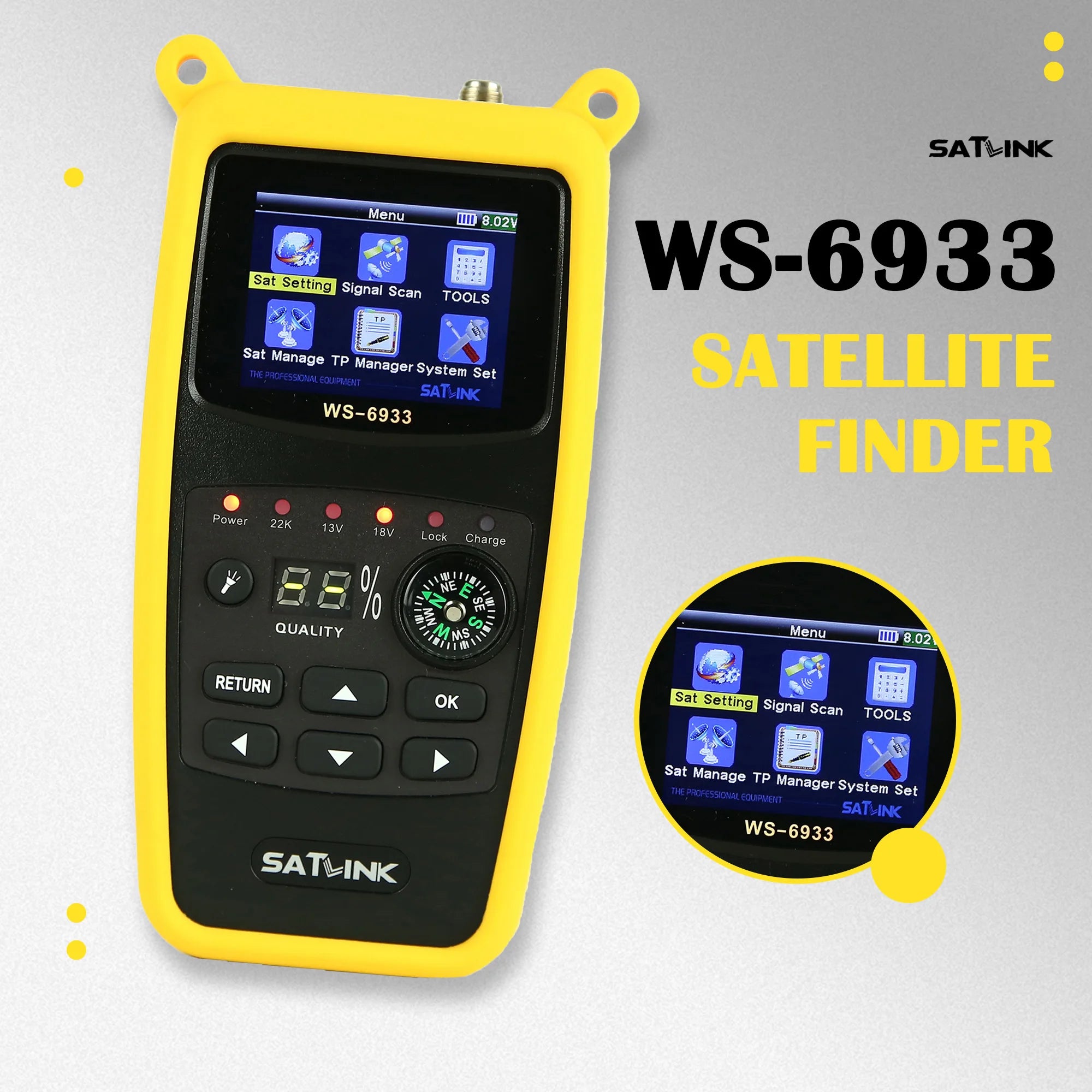 DVB-S2/DVB-S Satellite Finder Signal Tester Detector SATLINK ST-6933 Oasis Select