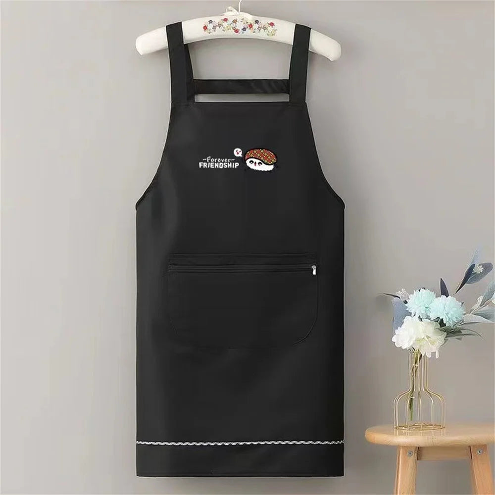 Waterproof Anti-Oil Kitchen Apron with Zipper Pocket | PVC