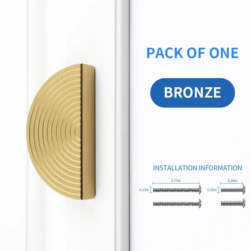 BaiNong Brass Cabinet Pulls Gold Drawer Pulls Closet Door Handle New Chinese Half Round French Pair Oasis Select H3311SemicircleLarge 1pcs