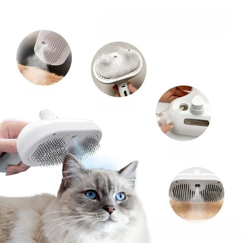 Upgraded Pet Spray Grooming Comb Steamy Floating Hair Removal Cleaning Steam Brush Styling for Dogs Cats Accessories Oasis Select
