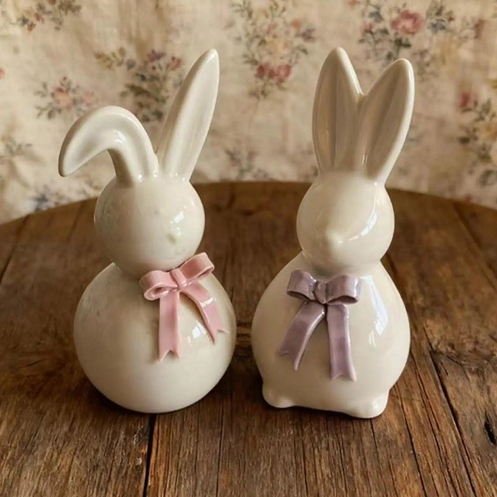 Easter Bunny Ornament Cute Ceramic Desktop Decoration Art Craft Home Decor Present Easter Rabbit Sculpture Easter Home Decor Oasis Select