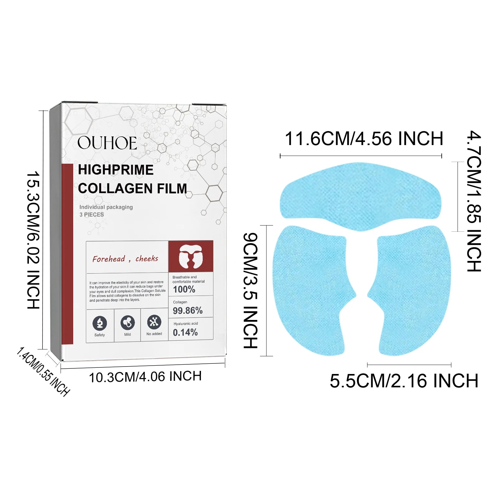 Collagen Membrane Set Paper Soluble Facial Mask Cheek Sticker Forehead Patch Fade Smile Lines Patches Tightening Skin Care Oasis Select