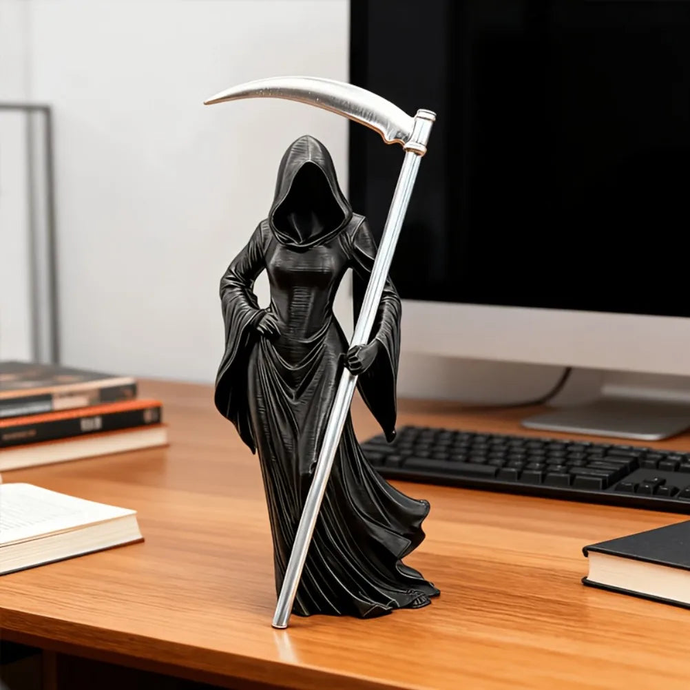 Hooded Faceless Death Goddess Figurine Reaper Statue Eerie Gothic Tabletop Decor Room Decoration Unique Novelty Gift Oasis Select