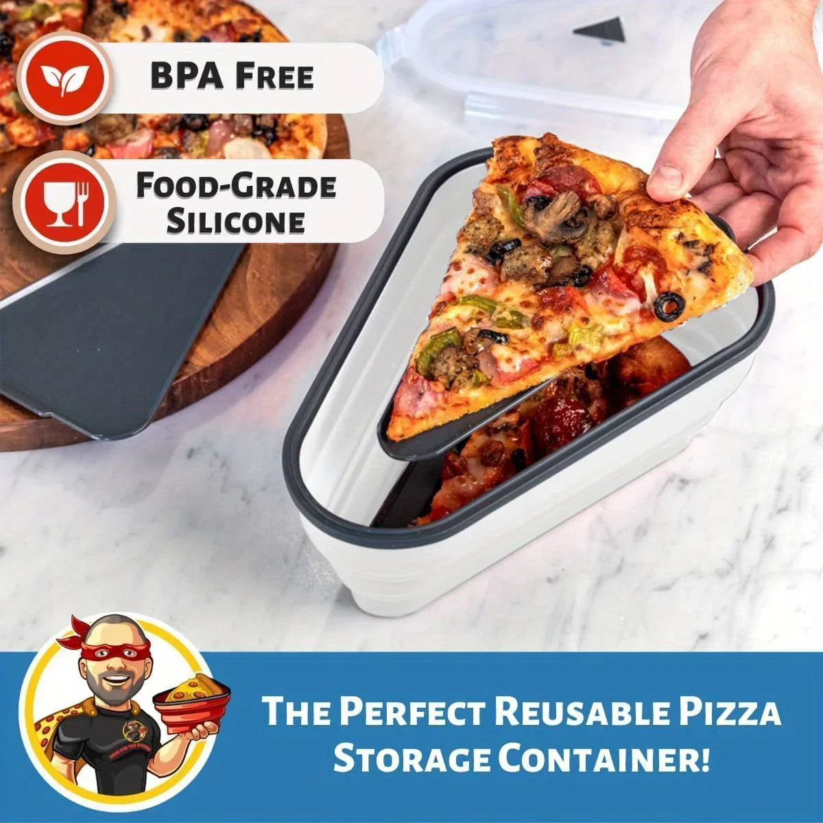 1pc Space-Saving Silicone Pizza Storage Container with 5 Microwavable Serving Trays - Reusable,Collapsible Design Oasis Select