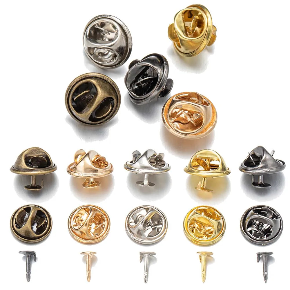 100pcs/Lot Metal Brooch Base Pin Back Squeeze Badge Holder Butterfly Clasp For DIY Handmade Jewelry Making Crafts Accessories Oasis Select
