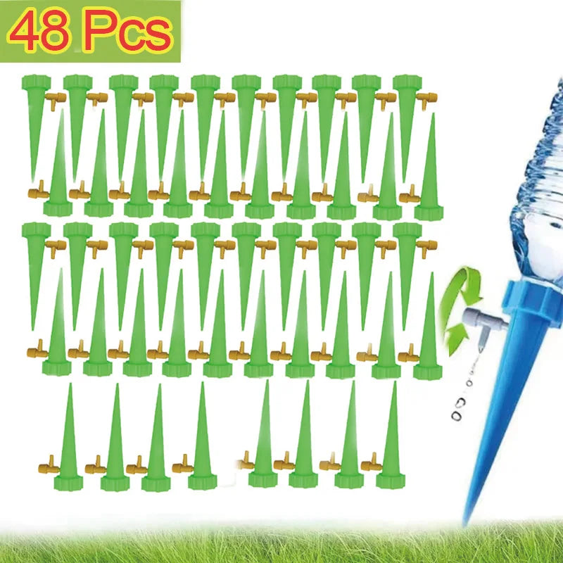 Automatic Drip Irrigation System Self Watering Adjustable for Flower Plants Greenhouse Garden Auto Water Dripper Device Oasis Select 48PCS-Green