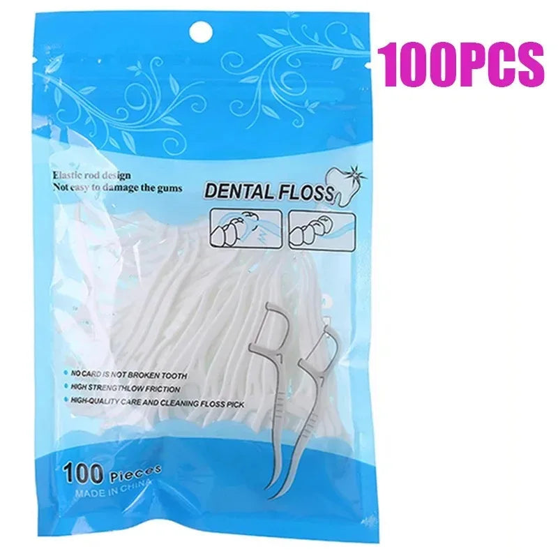 100/300/600Pcs Disposable Dental Floss Sticks Ultra-Fine Portable Toothpick Flosser Set Dental Oral And Travel Care Supplies Oasis Select