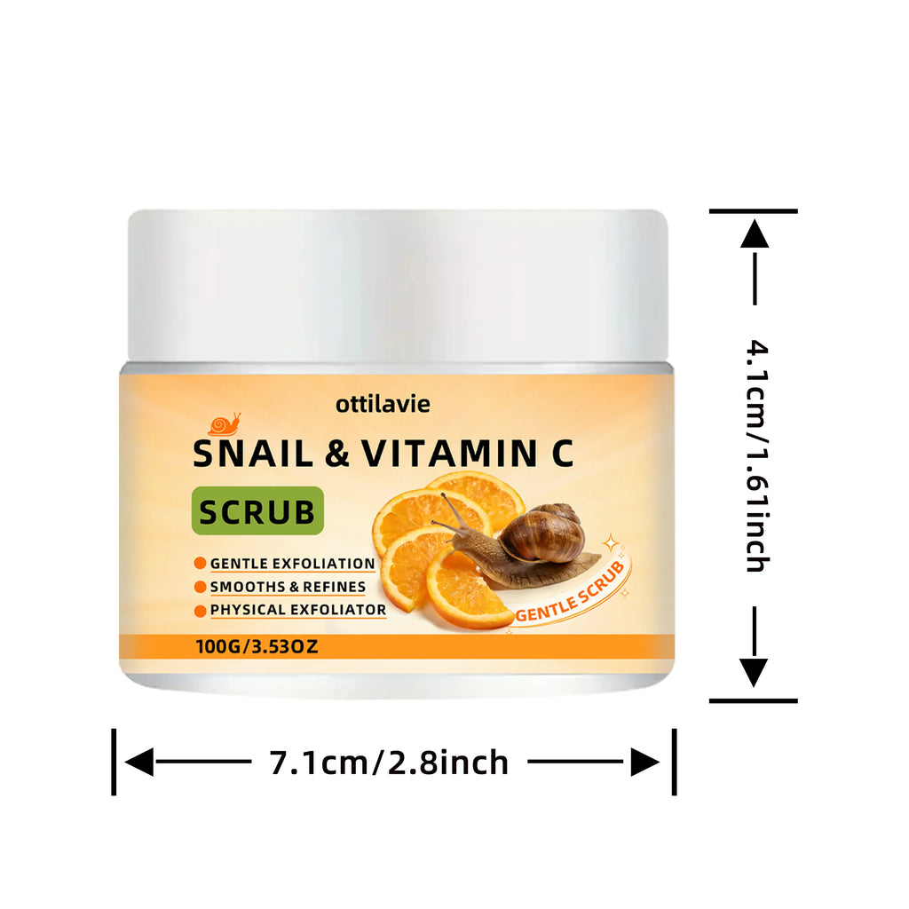 ottilavie Snail Vitamin C Scrub: Gently exfoliates & deeply cleanses. For all skin types, day or night. (Unisex) Oasis Select 100g