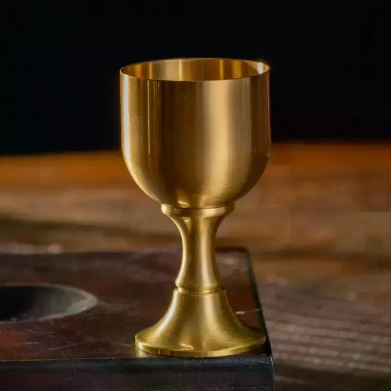 Brass Wine Glass Goblet Tabletop Mini Shot Copper Crafts Red White Wine Trumpet Copper Decoration for Restaurant Oasis Select