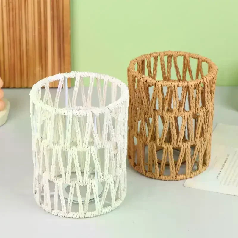 Garden Decor with Handcrafted Boho Woven Paper Rope Rattan Lampshade Oasis Select