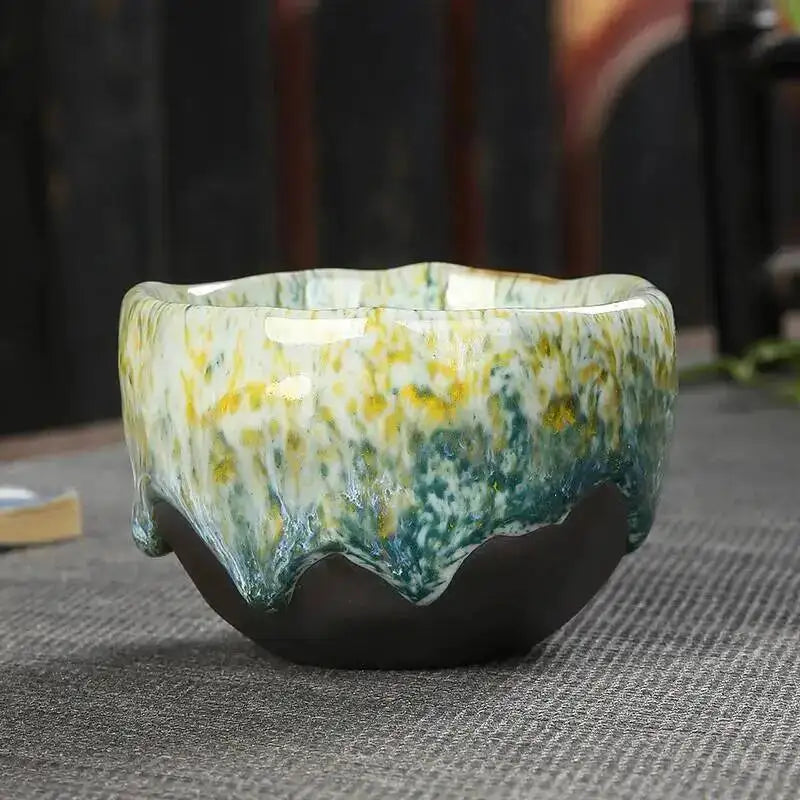 Japanese Coarse Ceramic Coffee Cup Handmade Tea Cup Kungfu Tea Cup Household Water Cup Oasis Select Green Meditation Cup