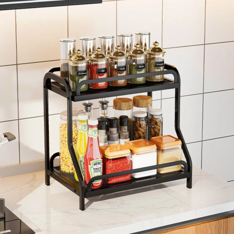 Kitchen Seasoning Shelf Seasoning Spice Jar Storage Box Multifunctional Countertop Oil Salt Sauce Vinegar Storage Rack Oasis Select