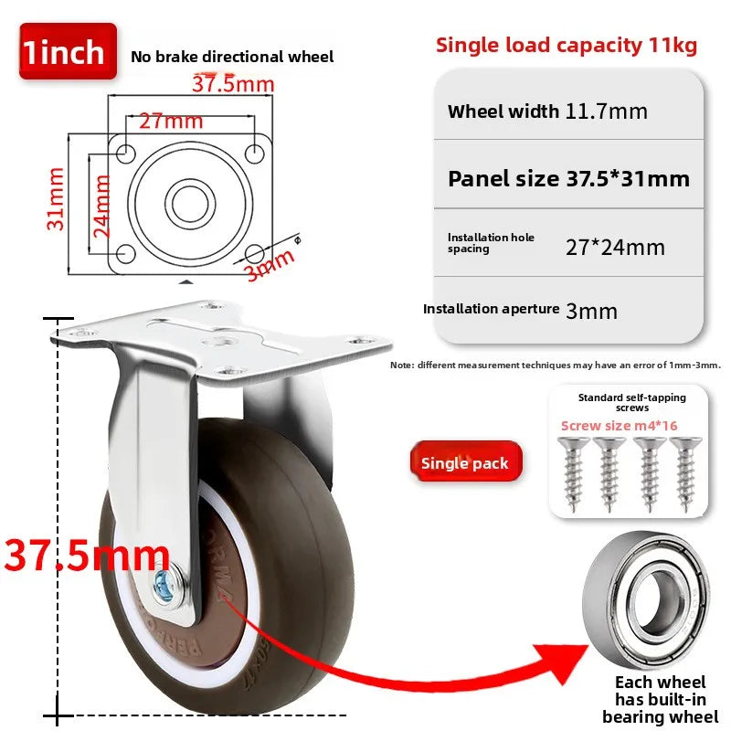 4PCS Car Swivel Casters 360 Degrees Heavy Duty Wheel Caster 0.5 Inch Wear Resistant Mute Heavy Trolley Wheels Red Swivel Castor Oasis Select 4pcs L