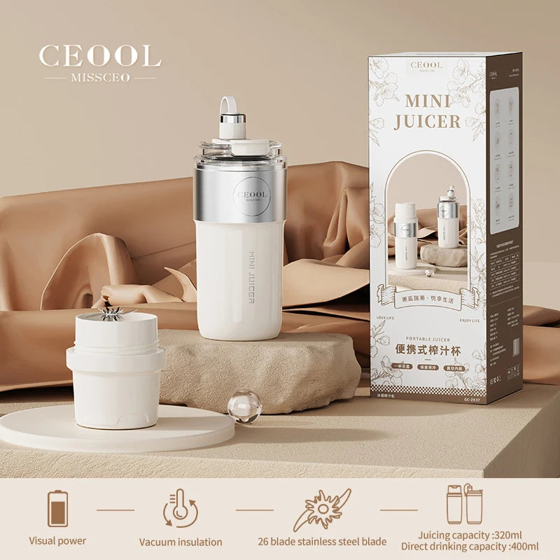 URGGU 350ml Portable Blender – 26-Blade USB Rechargeable